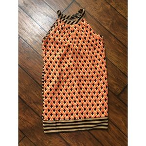 Orange and Tan Geometric Pattern Boutique Dress